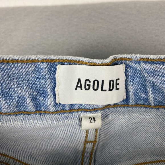 Agolde Womens Jeans Size 24 Ren High Rise Wide Leg Cropped light wash raw - Picture 4 of 15